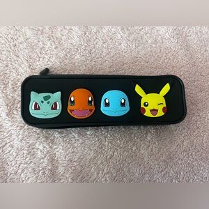 Pokémon 8” Black Pencil Case 2024 Pikachu, Charmander,Bulbasaur,Squirtle Zip Up